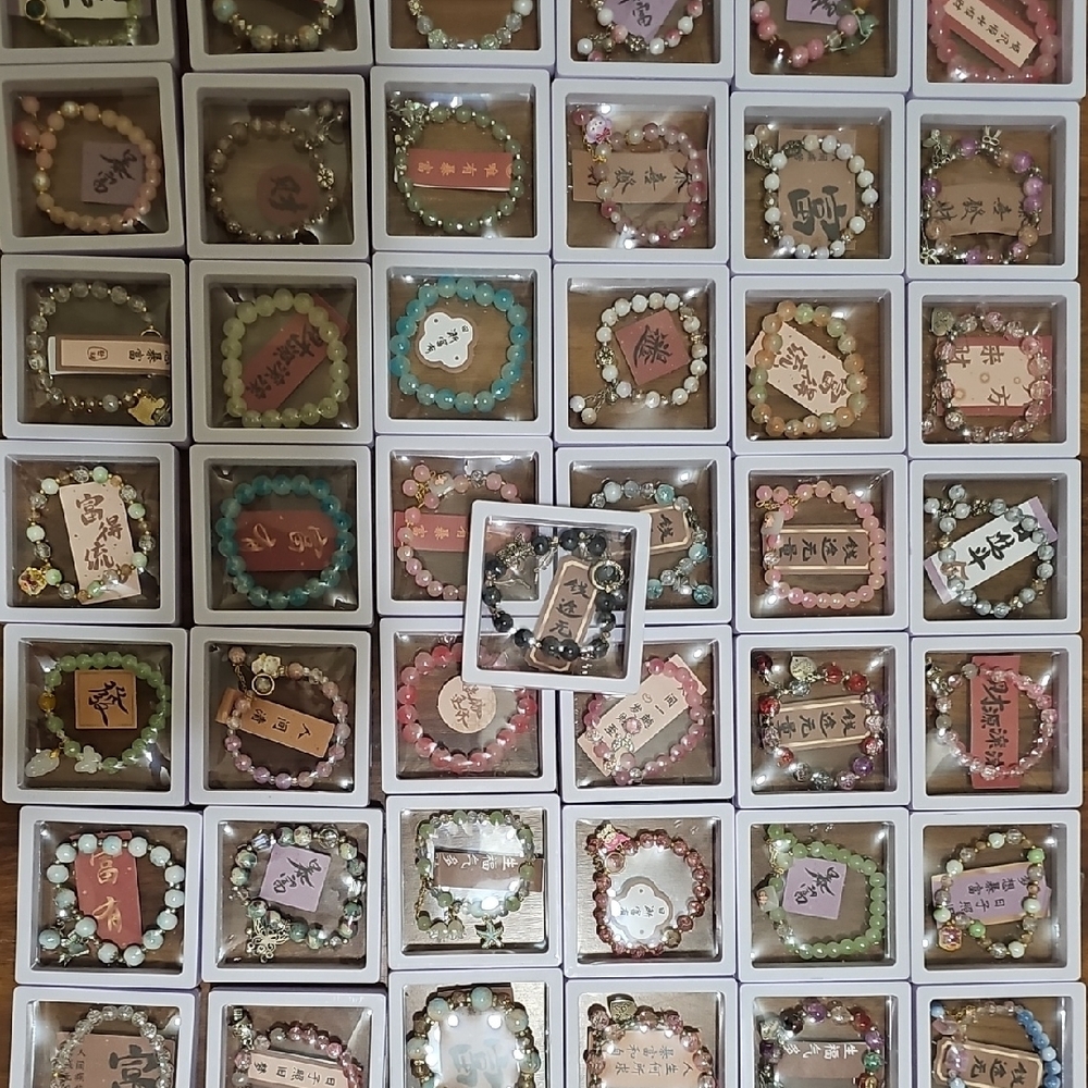 Assorted Beaded Stretch Bracelets - Clear, Green,… - image 2